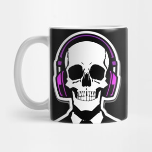 Skull With Headphones and Suit Violet | Listening Music Mug